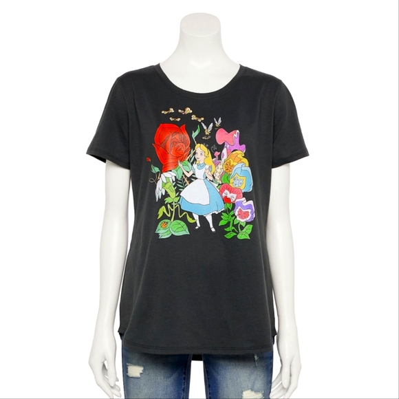 Disney Tops - Disney Dark Gray Alice in Wonderland Graphic Tee Sz XXL NWT
